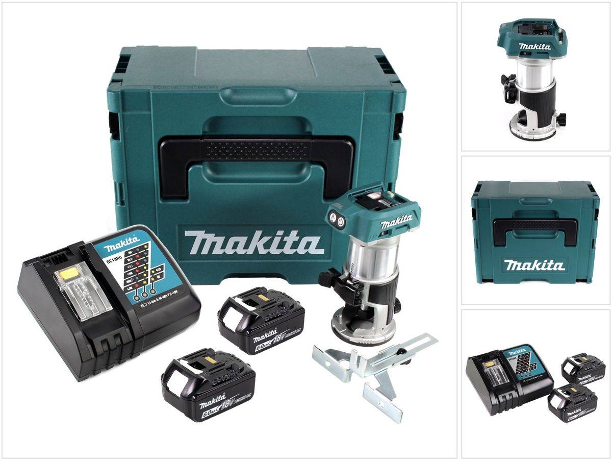 Makita DRT 50 RGJ Akku Multifunktionsfräse brushless 18V + 2x Akkus 6,0 Ah + Schnellladegerät im Makpac 3