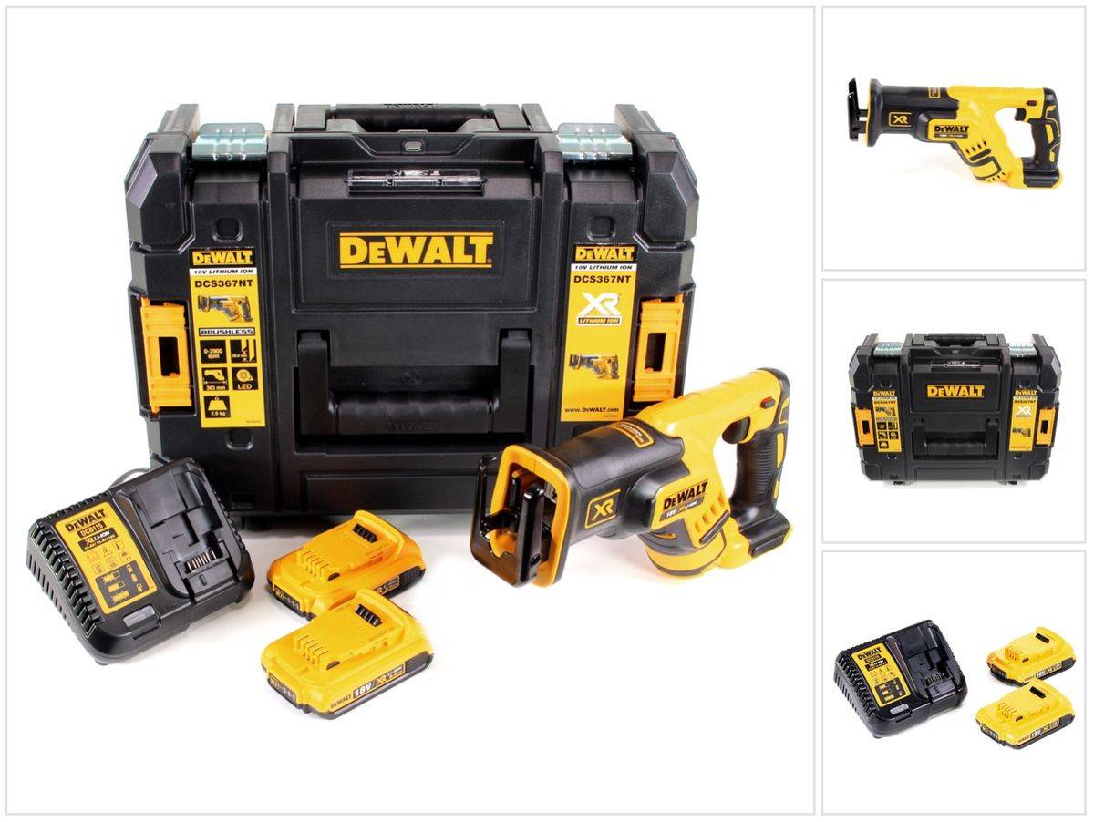 DeWalt DCS 367 D2 Akku Reciprosäge Säbelsäge 18V Brushless + 2x Akku 2,0Ah + Ladegerät + TSTAK