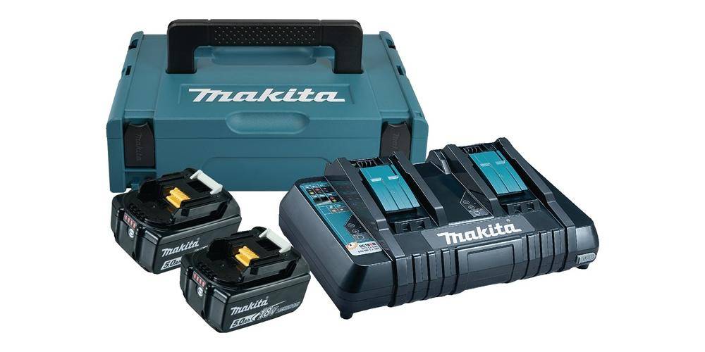 makita Power-Source Kit BL1850B+DC18RD 18 V 2 x 5 Ah