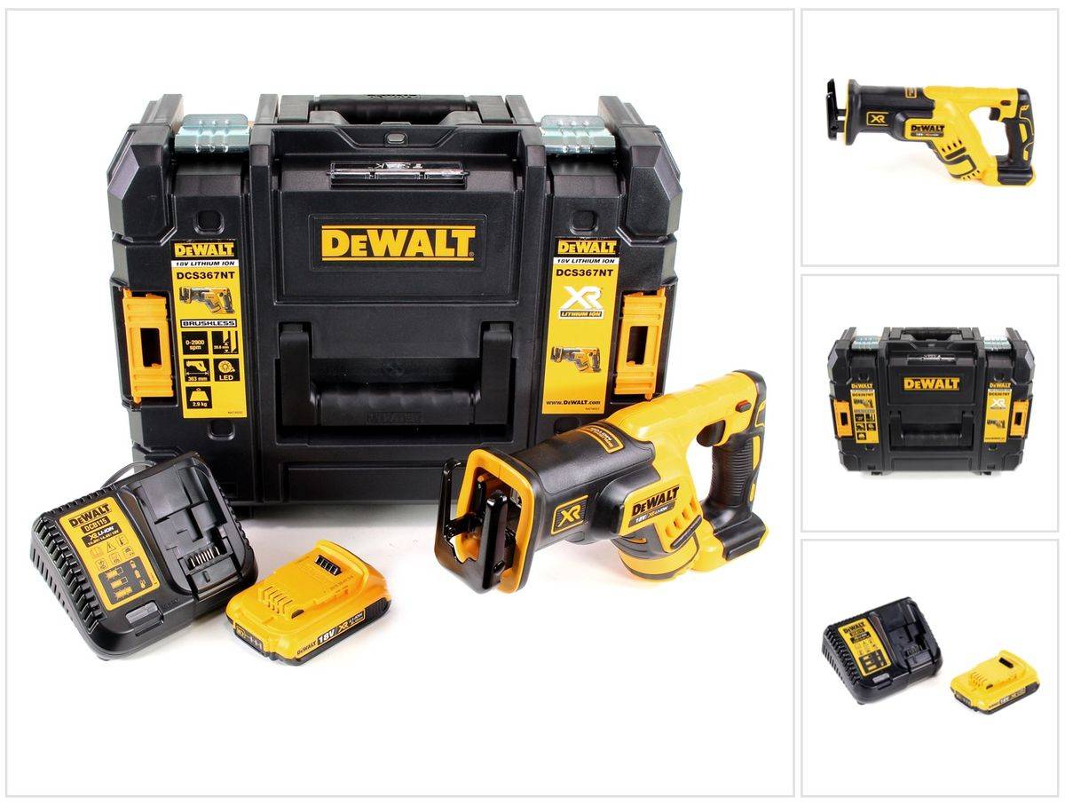 DeWalt DCS 367 D1 Akku Reciprosäge 18V Brushless Säbelsäge + 1x Akku 2,0Ah + Ladegerät + TSTAK