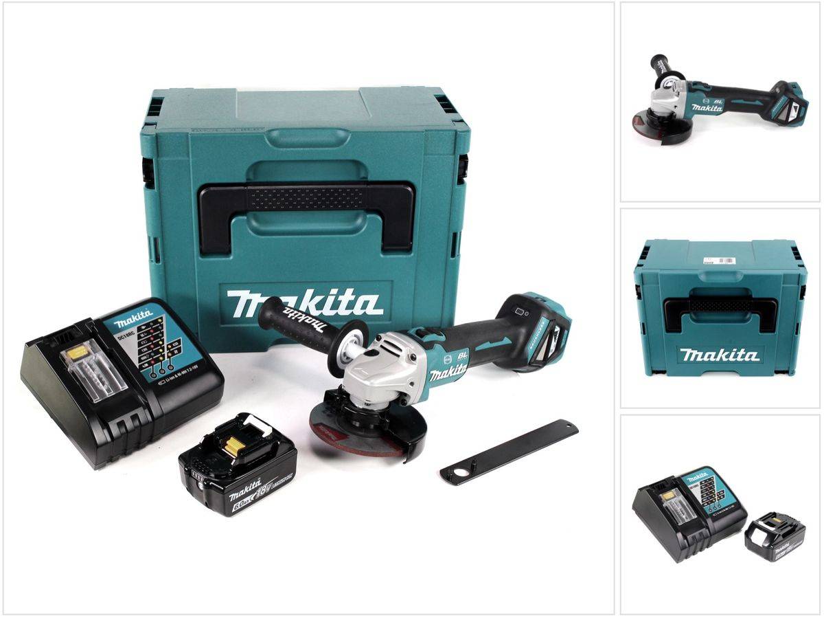 Makita DGA 513 RG1J Akku Winkelschleifer 18V 125mm Brushless + 1x Akku 6,0Ah + Ladegerät + Makpac