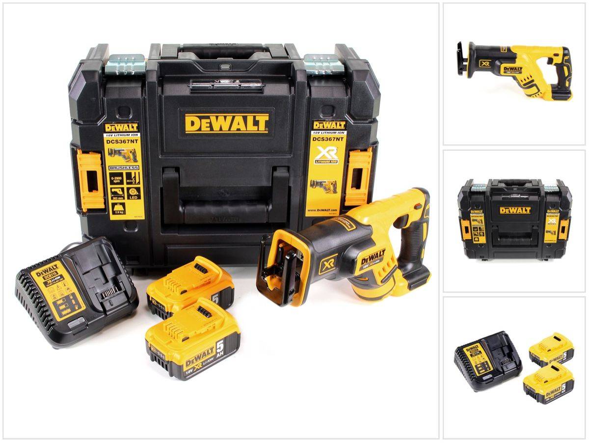 DeWalt DCS 367 P2 Akku Reciprosäge Säbelsäge 18V Brushless + 2x Akku 5,0Ah + Ladegerät + TSTAK
