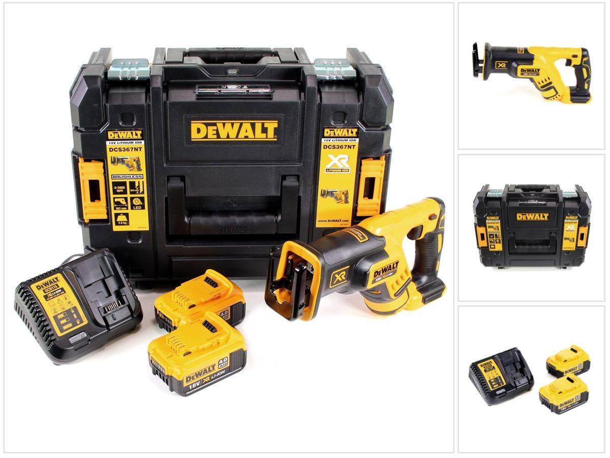 DeWalt DCS 367 M2 Akku Reciprosäge Säbelsäge 18V Brushless + 2x Akku 4,0Ah + Ladegerät + TSTAK