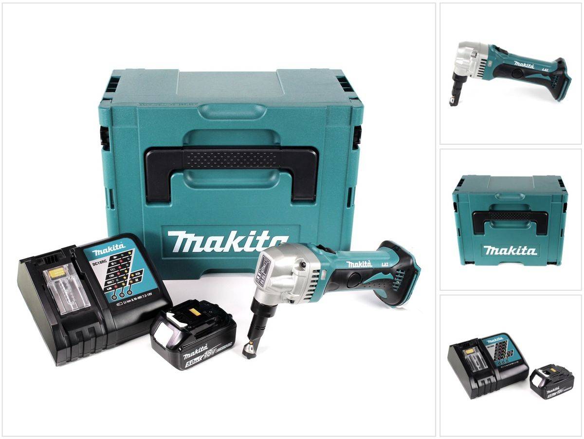 Makita DJN 161 RT1J 18V Akku Knabber Schere + 1x Akku 5,0Ah + Schnellladegerät + Makpac