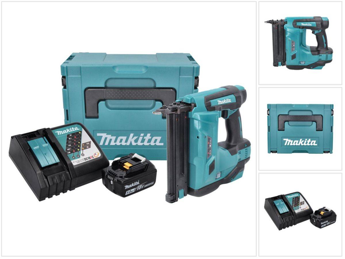 Makita DBN 500 RT1J Akku Stauchkopfnagler 18 V 15-50 mm + 1x Akku 5,0 Ah + Ladegerät + Makpac