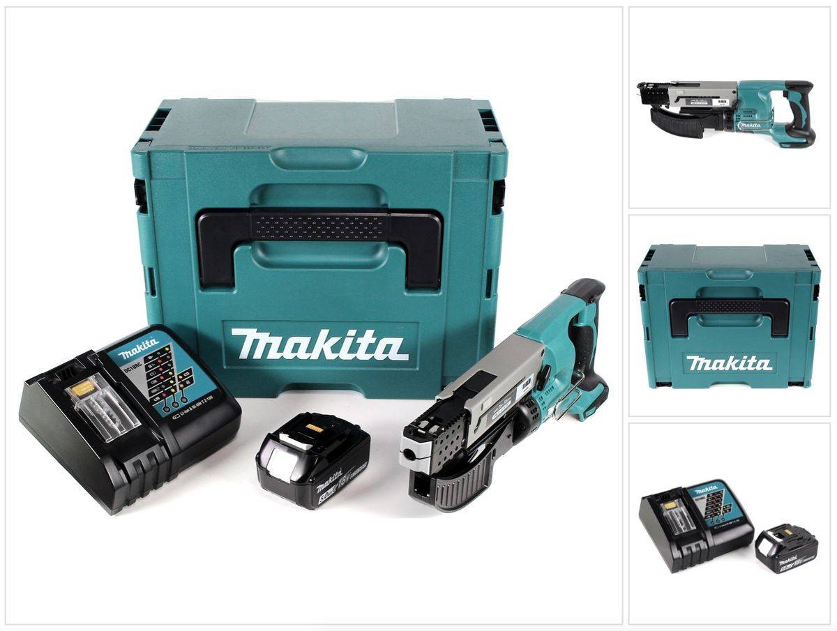Makita DFR 550 RT1J Akku Magazinschrauber 18V 25-55mm + 1x Akku 5,0Ah + Ladegerät + Makpac