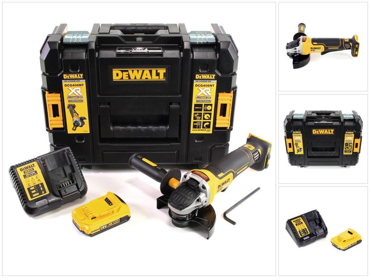 DeWalt DCG 406 D1 Akku Winkelschleifer 18V 125mm Brushless + 1x Akku 2,0Ah + Ladegerät + TSTAK