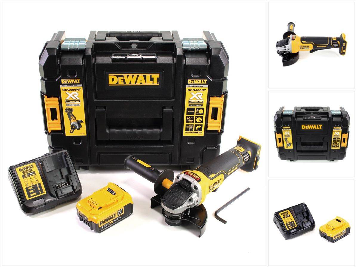 DeWalt DCG 406 M1 Akku Winkelschleifer 18V 125mm Brushless + 1x Akku 4,0Ah + Ladegerät + TSTAK