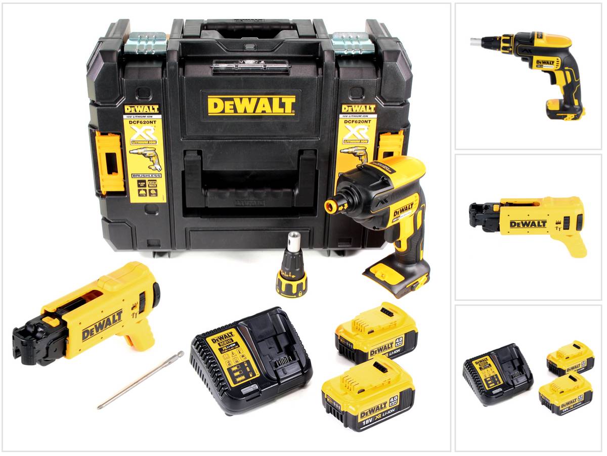 DeWalt DCF 620 M2K Akku Trockenbauschrauber 18V 1/4" Brushless + 2x Akku 4,0Ah + Schnellladegerät + TSTAK