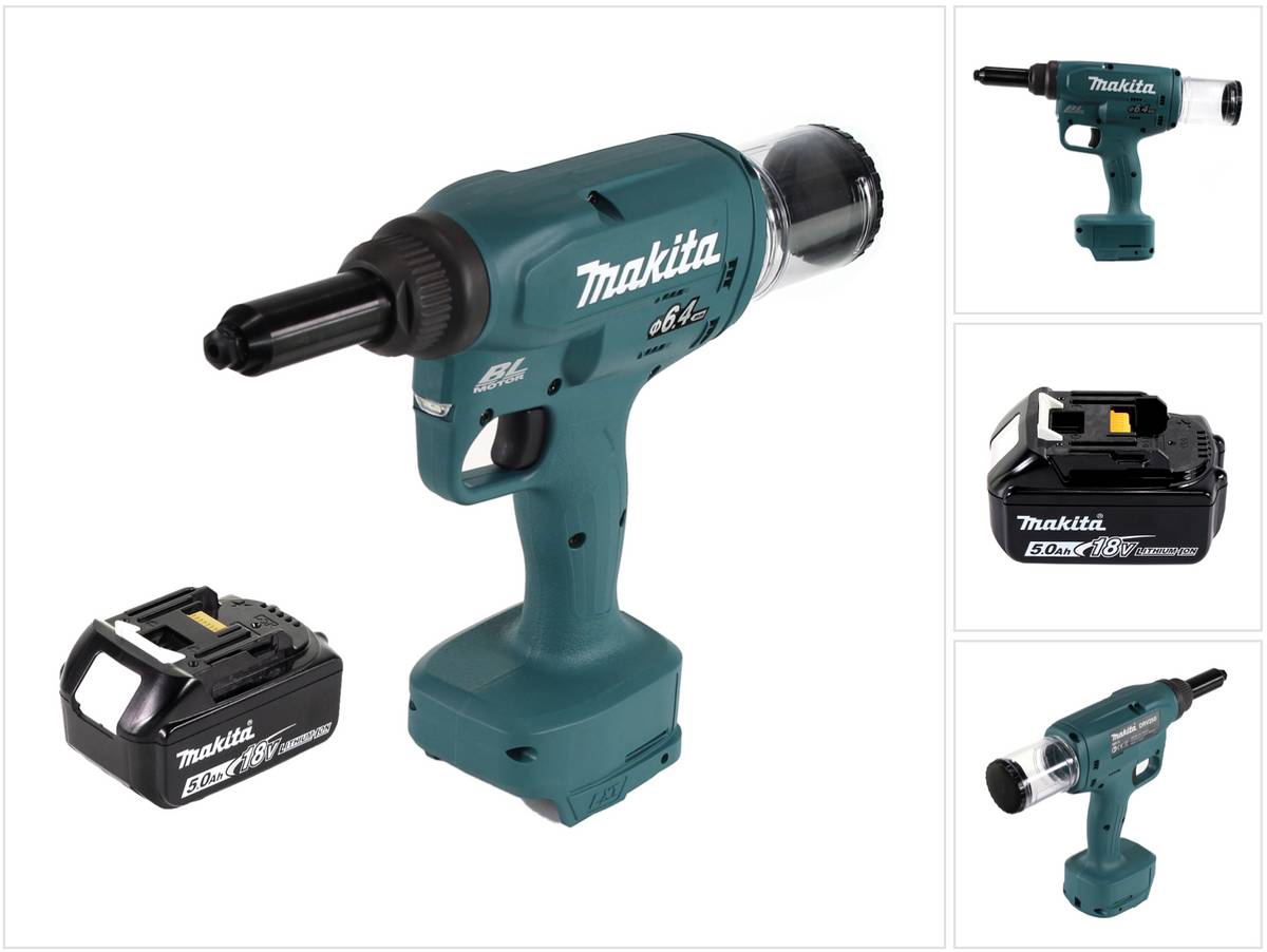 Makita DRV 250 T1 Akku Blindnietsetzgerät 18V 20kN Brushless + 1x Akku 5,0Ah - ohne Ladegerät