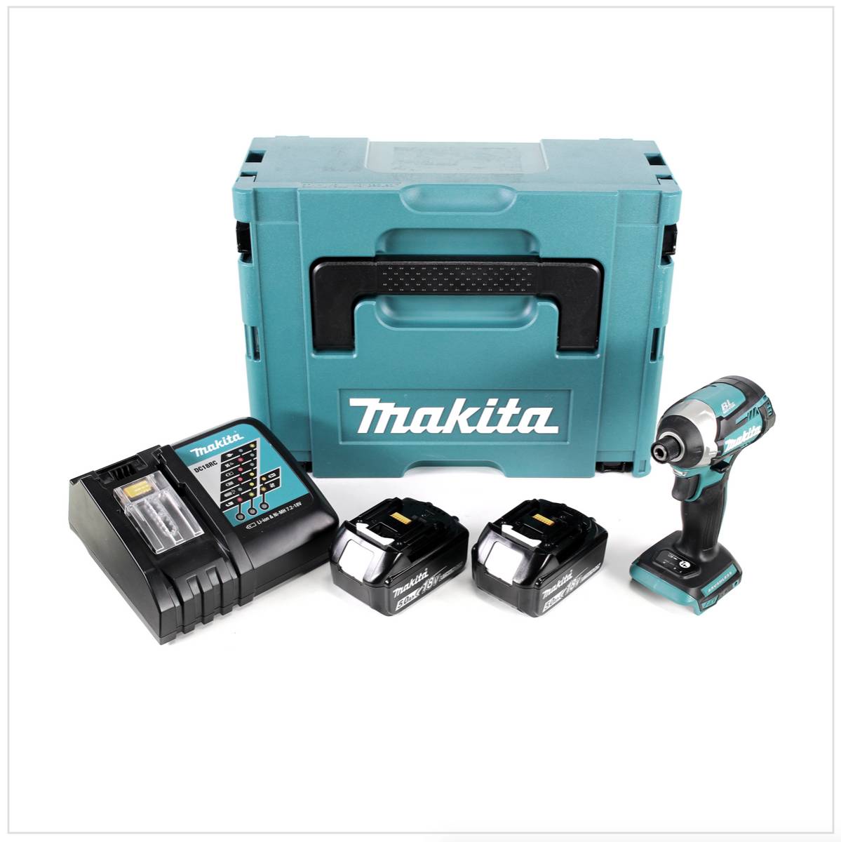 Makita DTD 154 RTJ Akku Schlagschrauber 18V 1/4" 175Nm Brushless + 2x Akku 5,0Ah + Ladegerät + Makpac