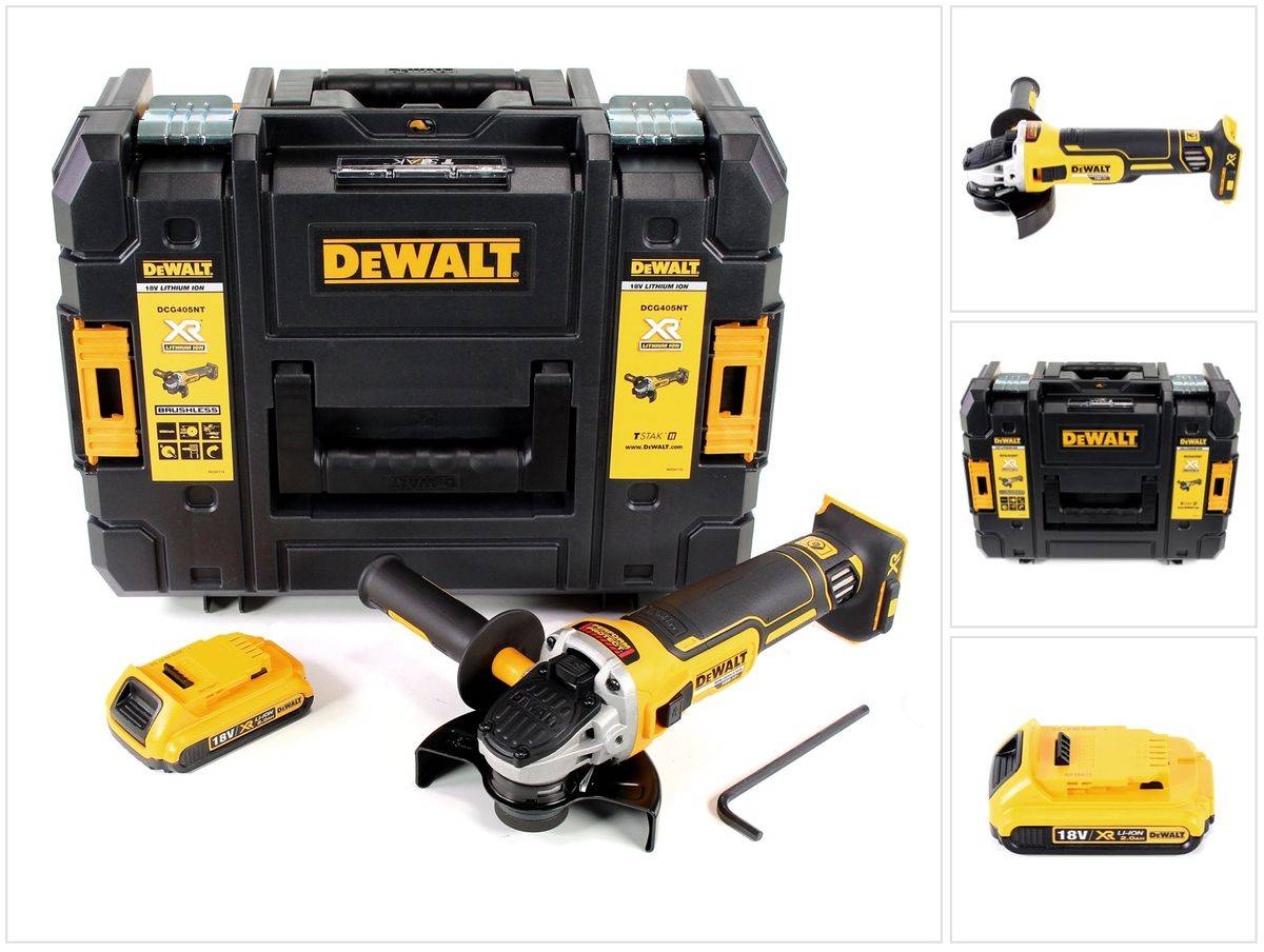 DeWalt DCG 405 NT Akku Winkelschleifer 18V 125mm Brushless + 1x Akku 2,0Ah - ohne Ladegerät