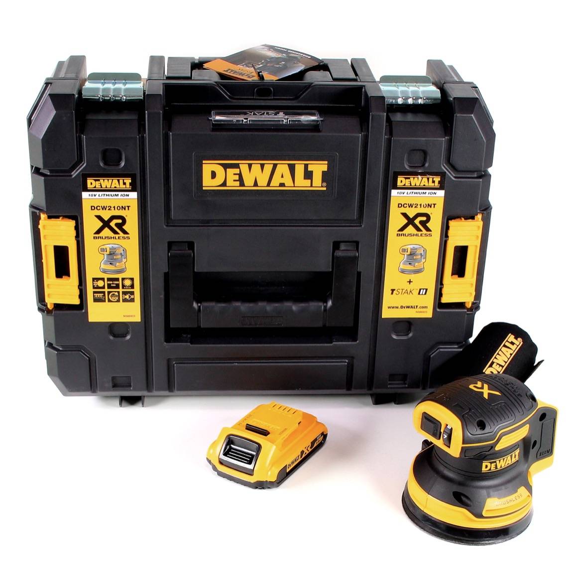 DeWalt DCW 210 NT Akku Exzenterschleifer Brushless 18V 12.000U/min 125 mm + 1x Akku 2,0 Ah in TSTAK - ohne Ladegerät