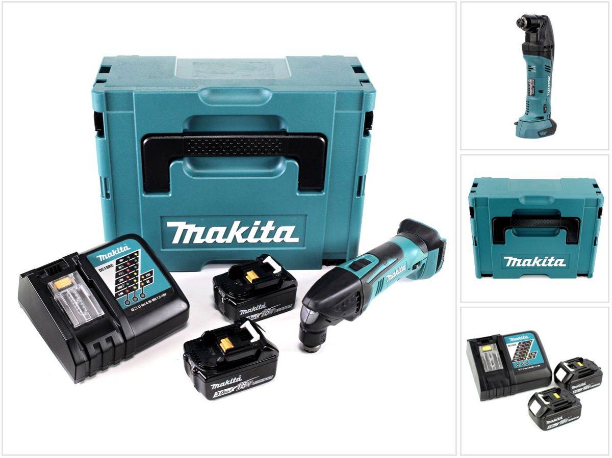 Makita DTM 50 RFJ Akku Multifunktionswerkzeug 18V + 2x Akku 3,0Ah + Ladegerät + Makpac