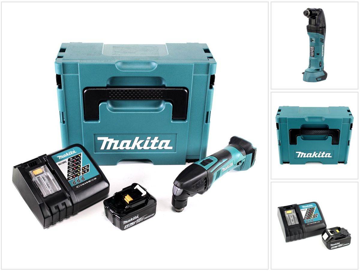 Makita DTM 50 RM1J 18V Li-Ion Akku Multifunktionswerkzeug im Makpac mit 4 Ah Akku und Ladegerät