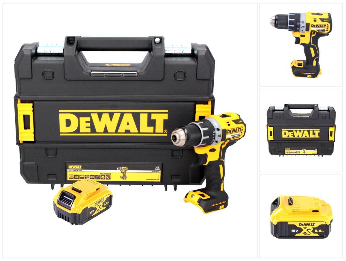 DeWalt DCD 791 NT Akku Bohrschrauber 18 V 70 Nm Brushless + 1x Akku 5,0 Ah + TSTAK - ohne Ladegerät
