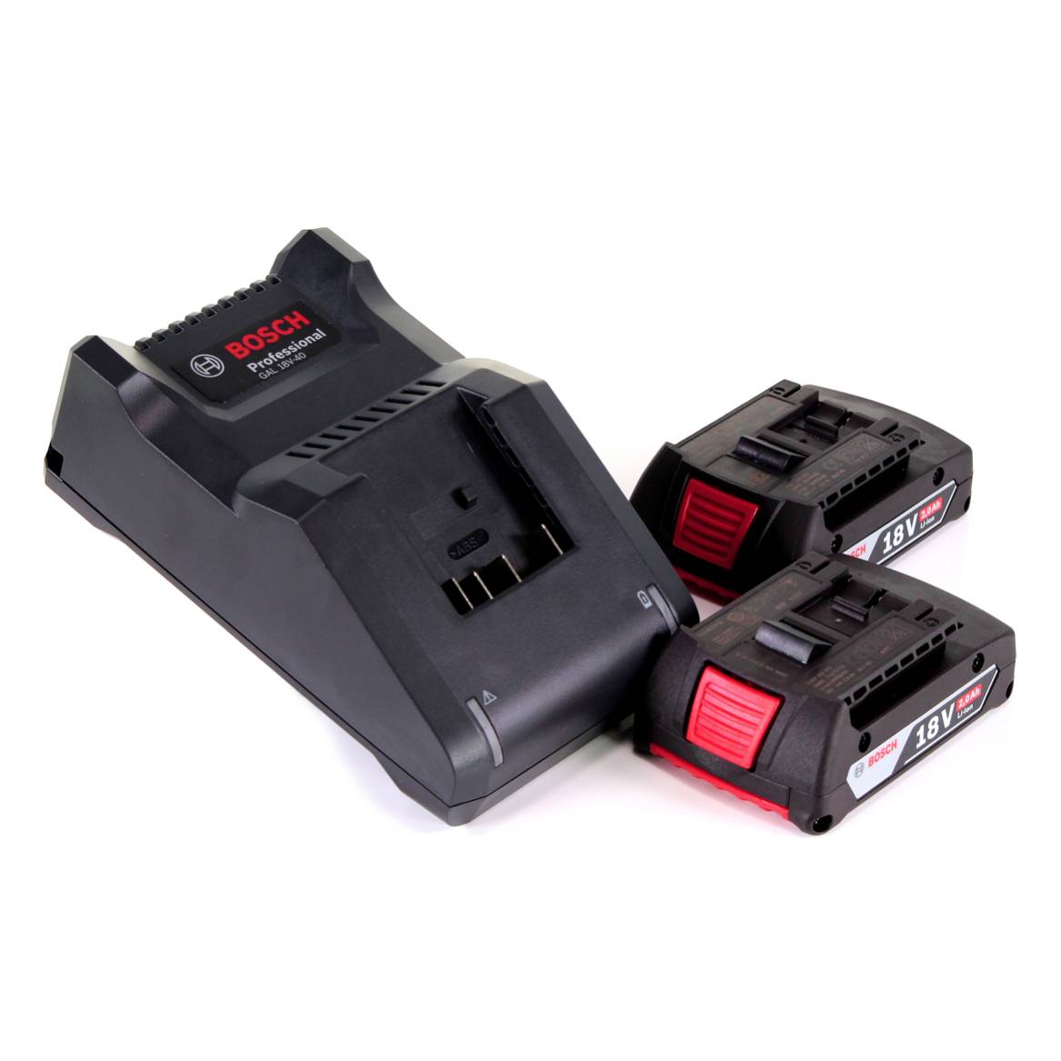 Bosch Starter Set 18V mit 2x GBA Akku 2,0Ah ( 1600Z00036 ) + GAL 18V-40 Ladegerät ( 1600A019RJ )