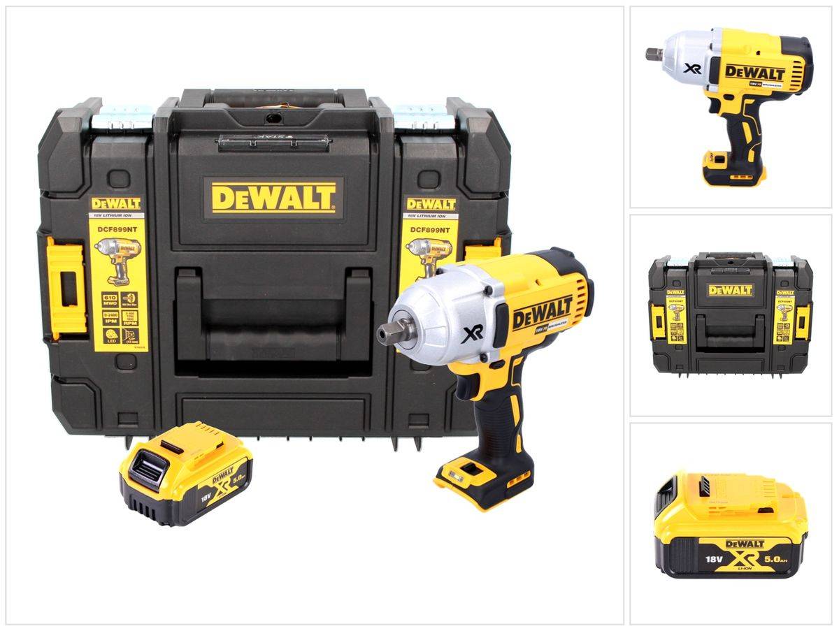DeWalt DCF 899 NT Akku Schlagschrauber 18 V 950 Nm 1/2" Brushless + 1x Akku 5,0 Ah + TSTAK - ohne Ladegerät