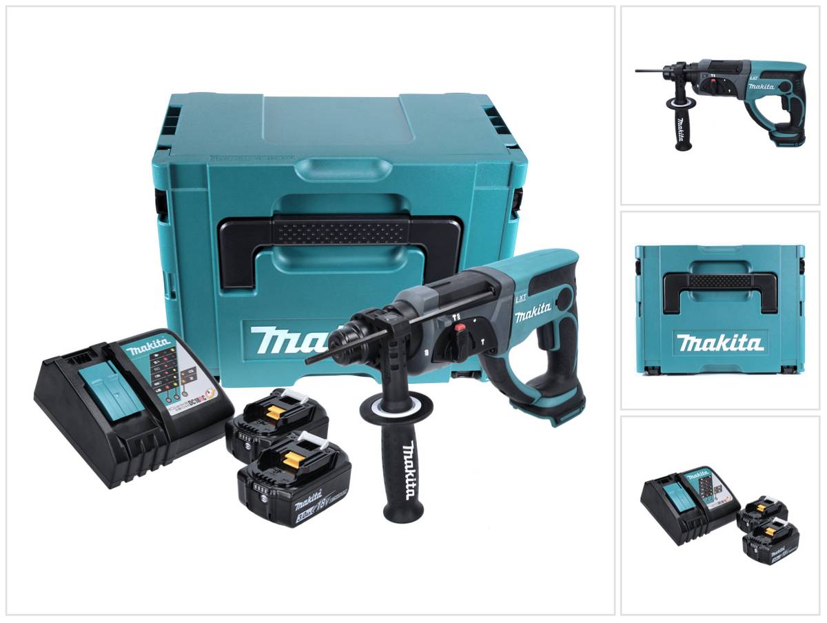 Makita DHR 202 RFJ Akku Kombihammer 18 V 2,0 J SDS Plus + 2x Akku 3,0 Ah + Ladegerät + Makpac