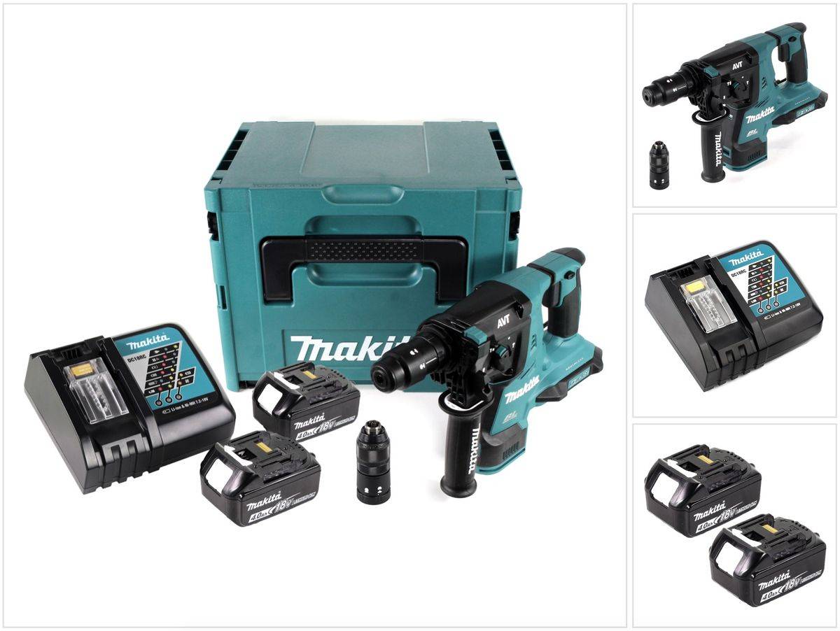 Makita DHR 281 RMJ Brushless Akku Bohrhammer 28 mm im Makpac mit 2x 18 V- 4 Ah/4000 mAh Akku und Ladegerät