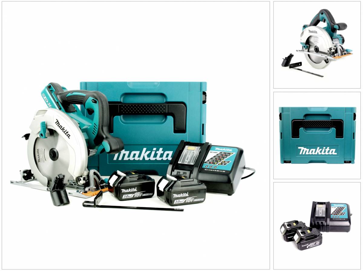 Makita DHS 710 RFJ 36 V Akku Li-Ion Handkreissäge 190 mm im Makpac mit Einlage + Ladegerät + 2x 3,0 Ah Akku