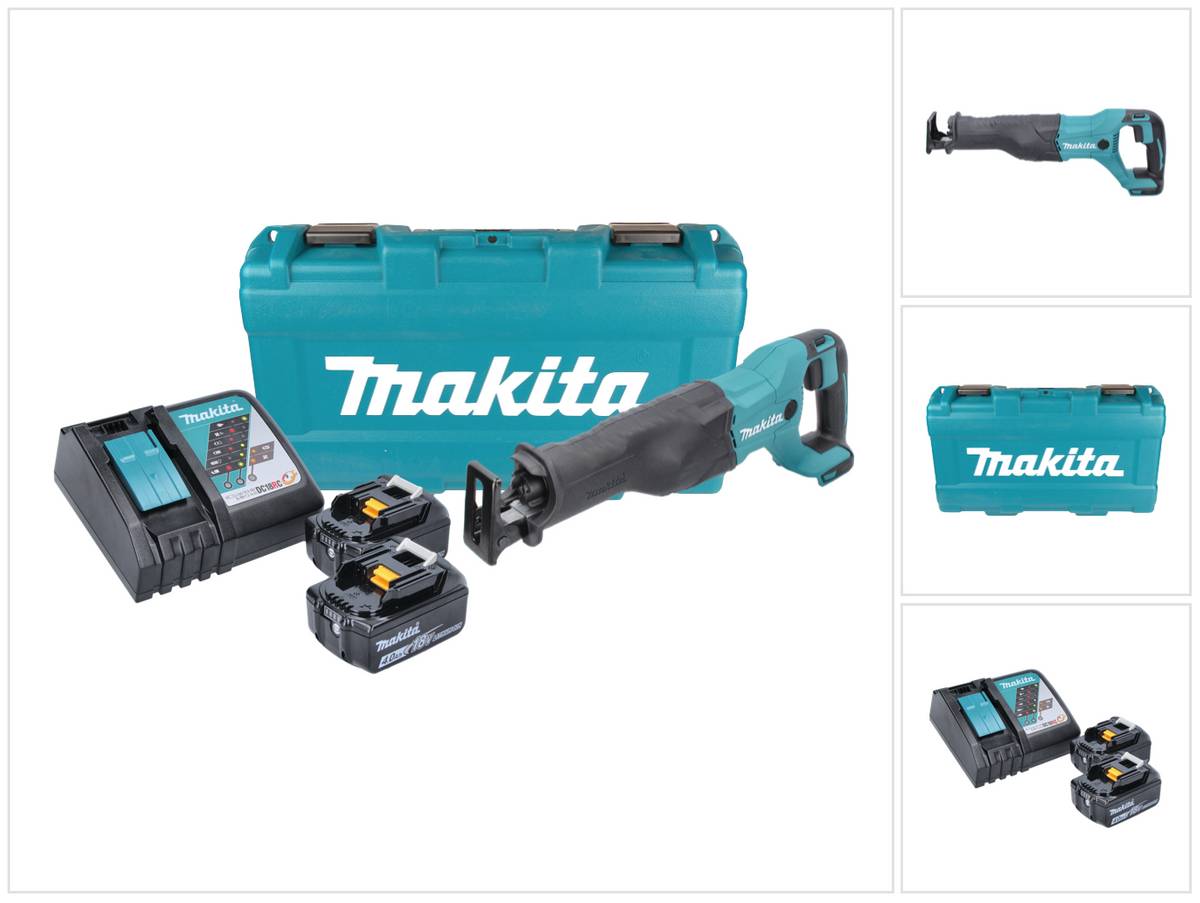 Makita DJR 186 RMK Akku Reciprosäge Säbelsäge 18 V + 2x Akku 4,0 Ah + Ladegerät + Koffer