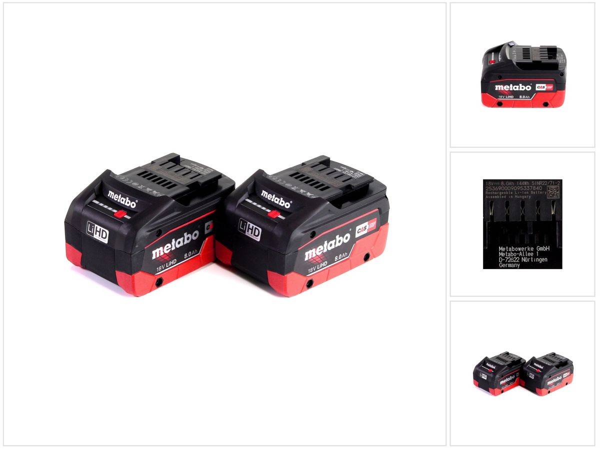 Metabo Akku Basis Set 18V mit 2x Akku LiHD 8,0Ah ( 625369000 )