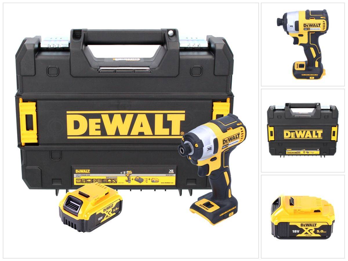 DeWalt DCF 887 NT Akku Schlagschrauber 18 V 205 Nm 1/4" Brushless + 1x Akku 5,0 Ah + TSTAK - ohne Ladegerät