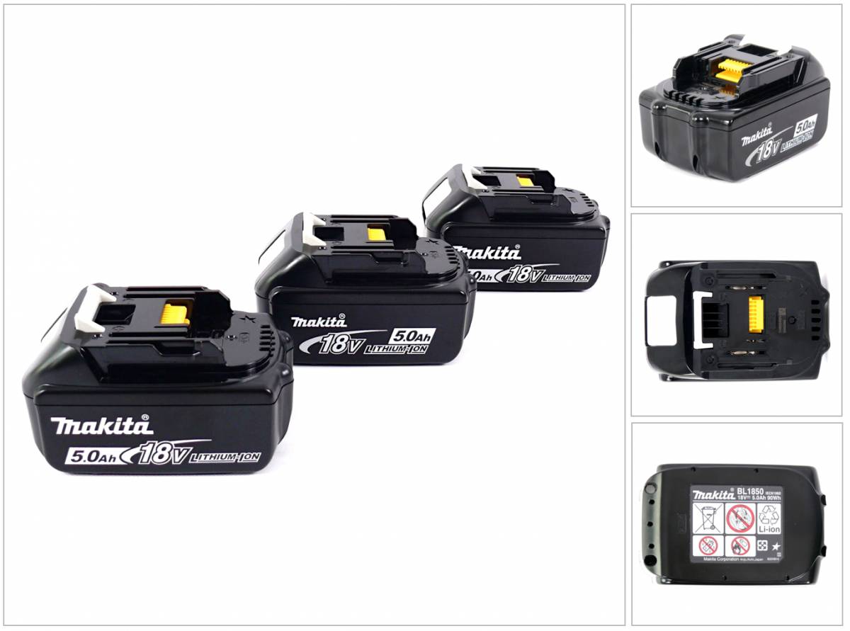 Makita BL 1850 B 18 V - 5,0 Ah Li-Ion Akku 3er Pack