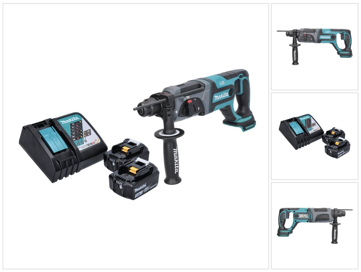 Makita DHR 241 RF Akku Bohrhammer 18 V 2,0 J SDS plus + 2x Akku 3,0 Ah + Ladegerät