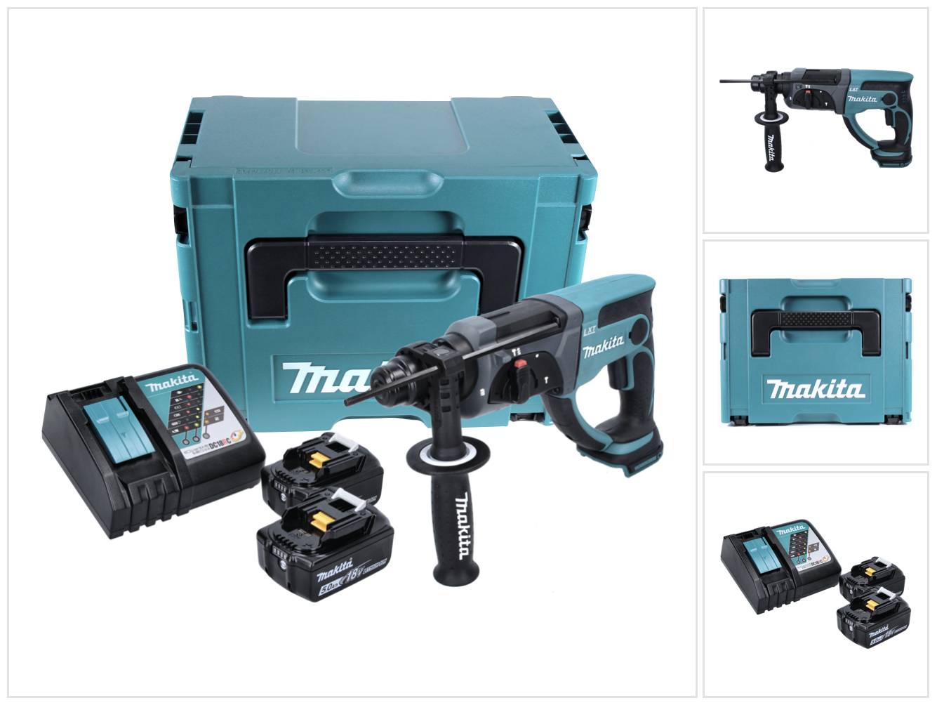 Makita DHR 202 RTJ Akku Kombihammer 18 V 2,0 J SDS Plus + 2x Akku 5,0 Ah + Ladegerät + Makpac