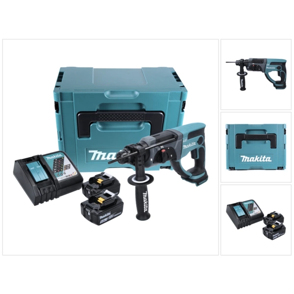 Makita DHR 202 RTJ Akku Kombihammer 18 V 2,0 J SDS Plus + 2x Akku 5,0 Ah + Ladegerät + Makpac Makita DHR 202 RTJ Akku Kombihammer 18 V 2,0 J SDS Plus + 2x Akku 5,0 Ah + Ladegerät + Makpac