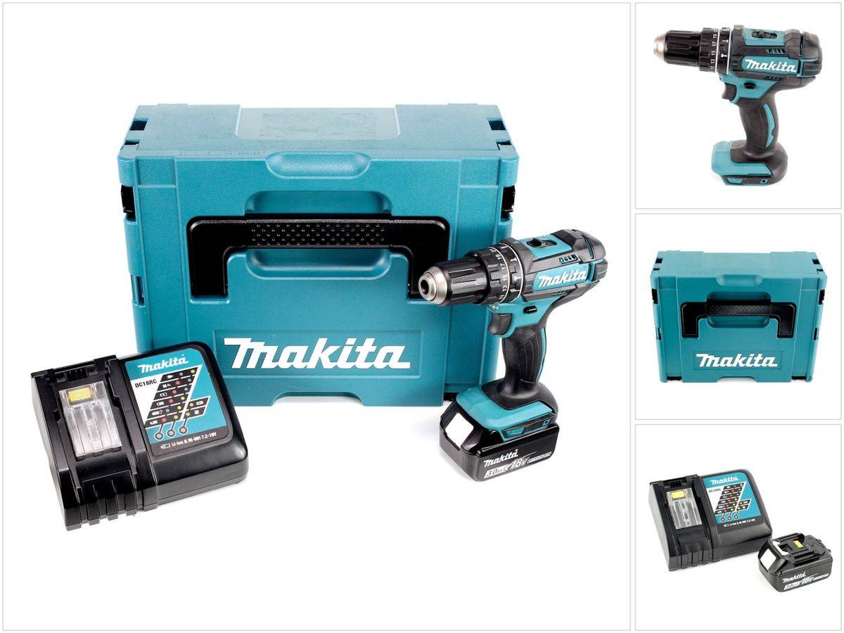 Makita DHP 482 RF1J Akku Schlagbohrschrauber 18V 62Nm + 1x Akku 3,0Ah + Ladegerät im Makpac