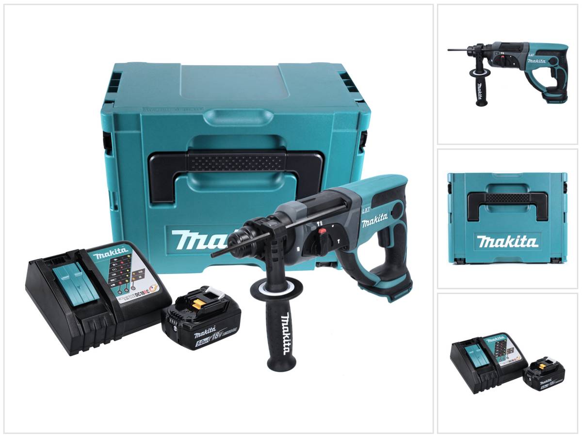 Makita DHR 202 RT1J Akku Kombihammer 18 V 2,0 J SDS Plus + 1x Akku 5,0 Ah + Ladegerät + Makpac