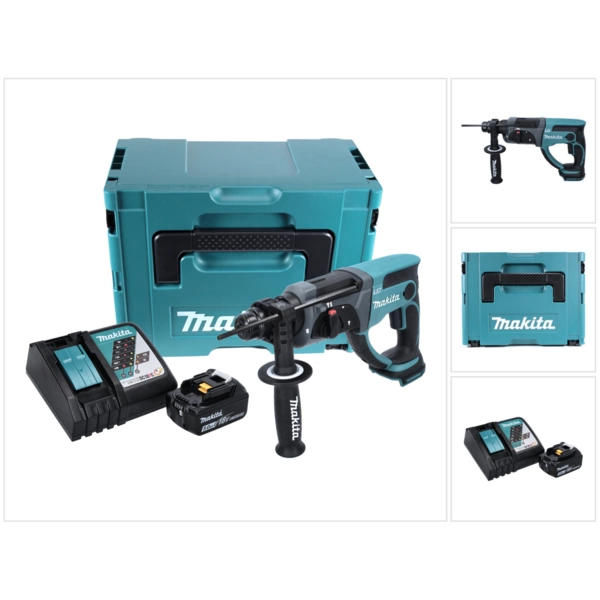 Makita DHR 202 RT1J Akku Kombihammer 18 V 2,0 J SDS Plus + 1x Akku 5,0 Ah + Ladegerät + Makpac Makita DHR 202 RT1J Akku Kombihammer 18 V 2,0 J SDS Plus + 1x Akku 5,0 Ah + Ladegerät + Makpac