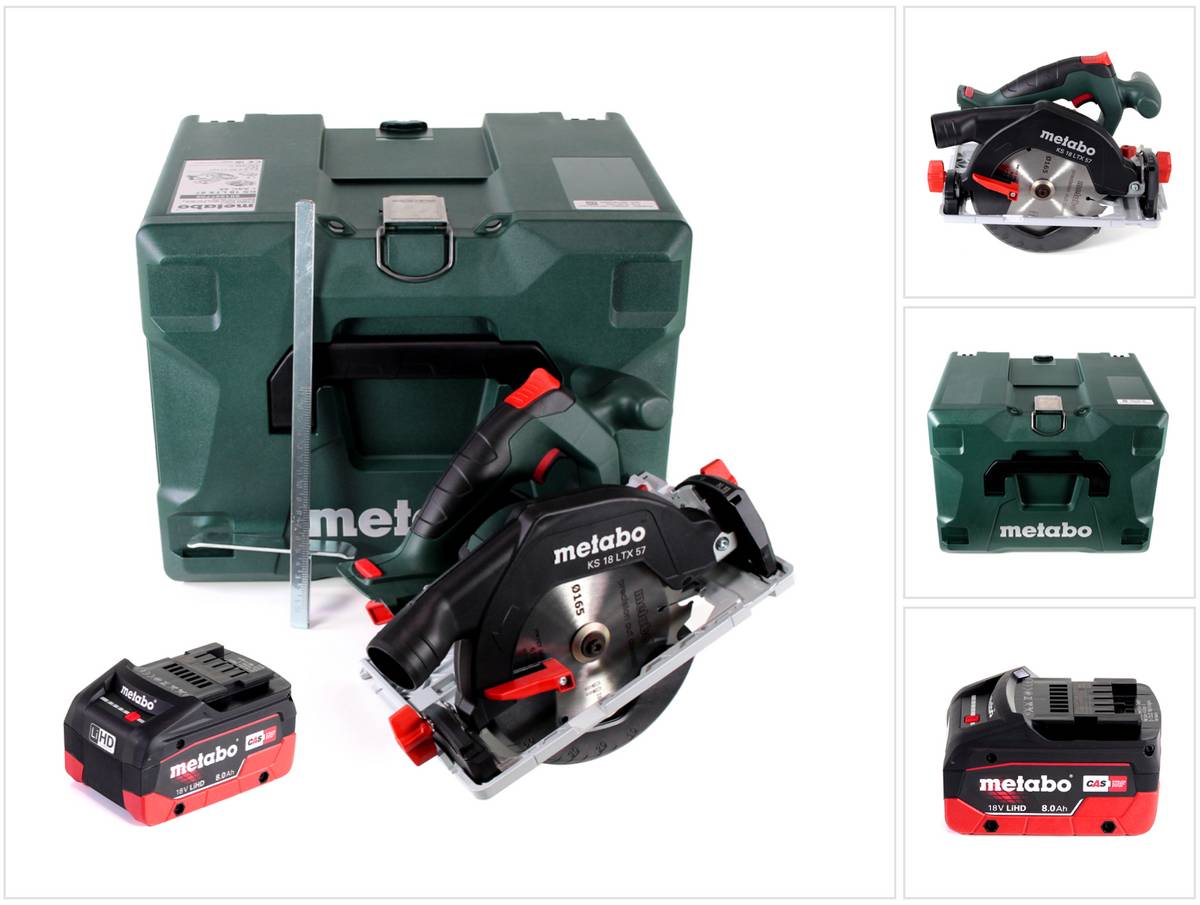 Metabo KS 18 LTX 57 Akku Handkreissäge 18 V 165 mm + 1x Akku 8,0 Ah + metaBOX - ohne Ladegerät