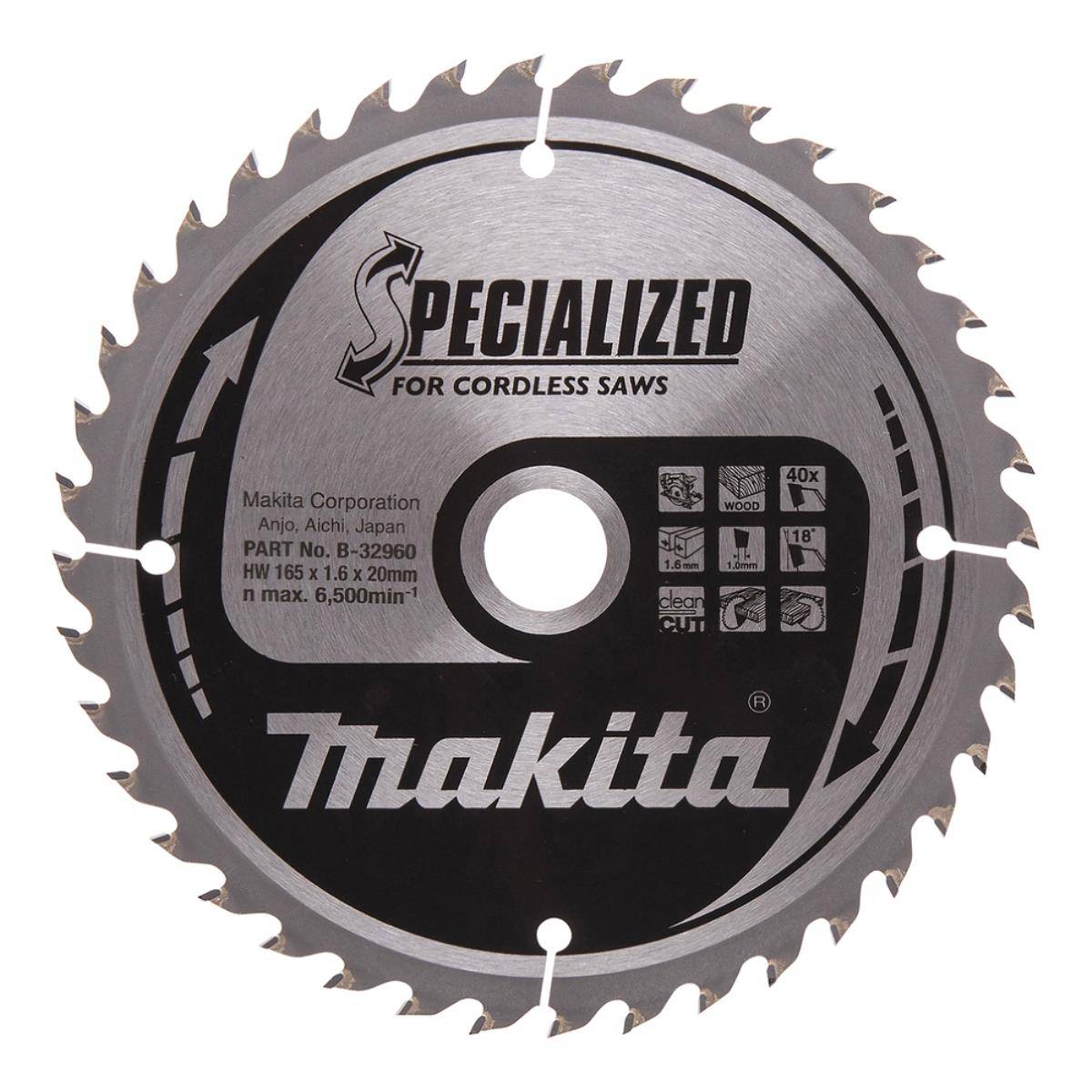 Makita Kreissägeblatt mit der Aufschrift „SPEZIALISIERT FÜR AKKU-SÄGEN