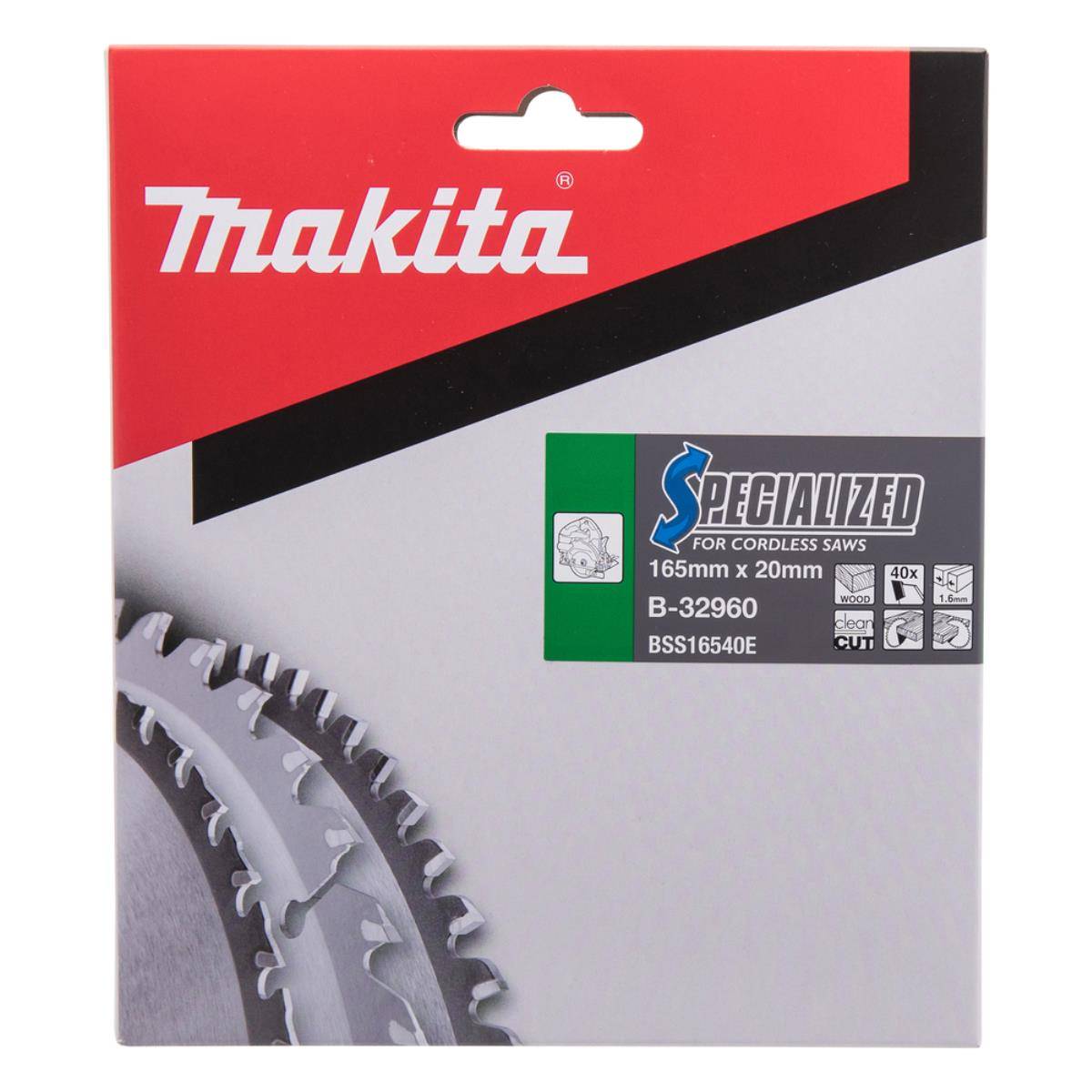 Makita spezialisiertes Kreissägeblatt-Set, gekennzeichnet 165mm x 20mm, B-32960, für kabellose Sägen.