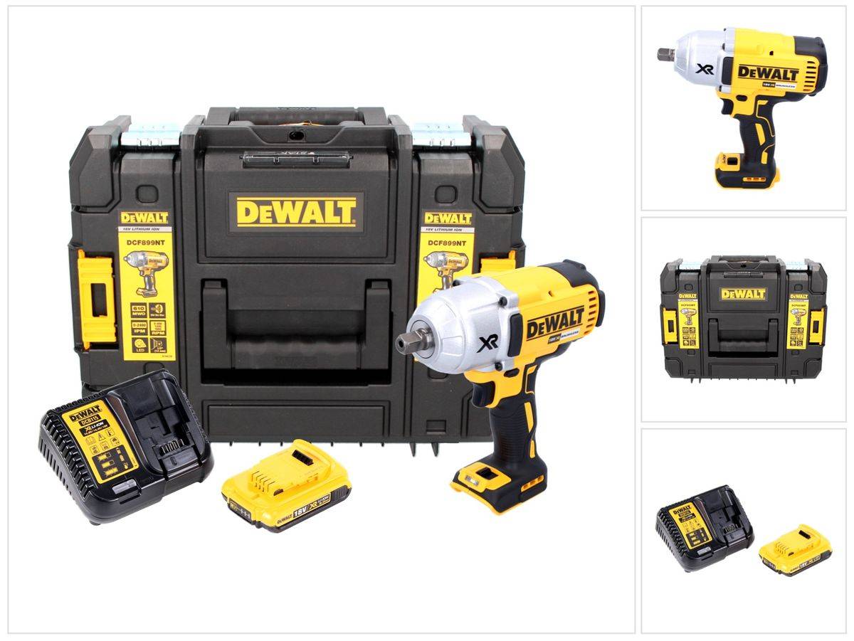 DeWalt DCF 899 D1 Akku Schlagschrauber 18 V 950 Nm 1/2" Brushless + 1x Akku 2,0 Ah + Ladegerät + TSTAK