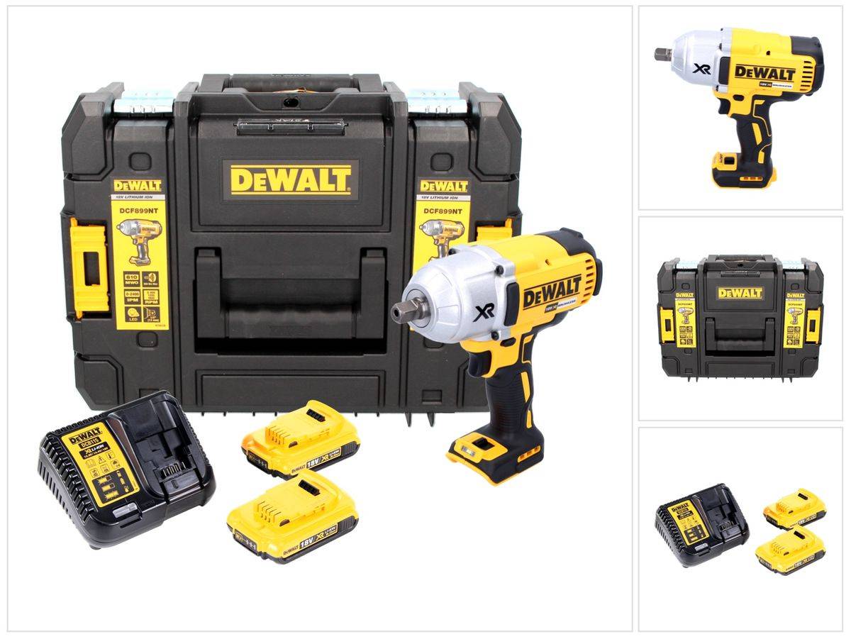 DeWalt DCF 899 D2 Akku Schlagschrauber 18 V 950 Nm 1/2" Brushless + 2x Akku 2,0 Ah + Ladegerät + TSTAK
