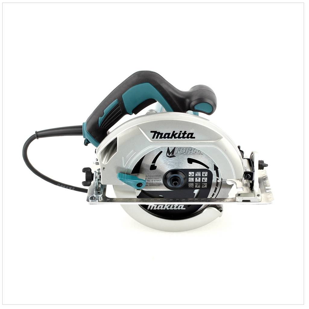 Makita HS 7601 J 1200 W Handkreissäge im Makpac mit 190 mm MForce Sägeblatt + Makita Führungsschienenadapter C