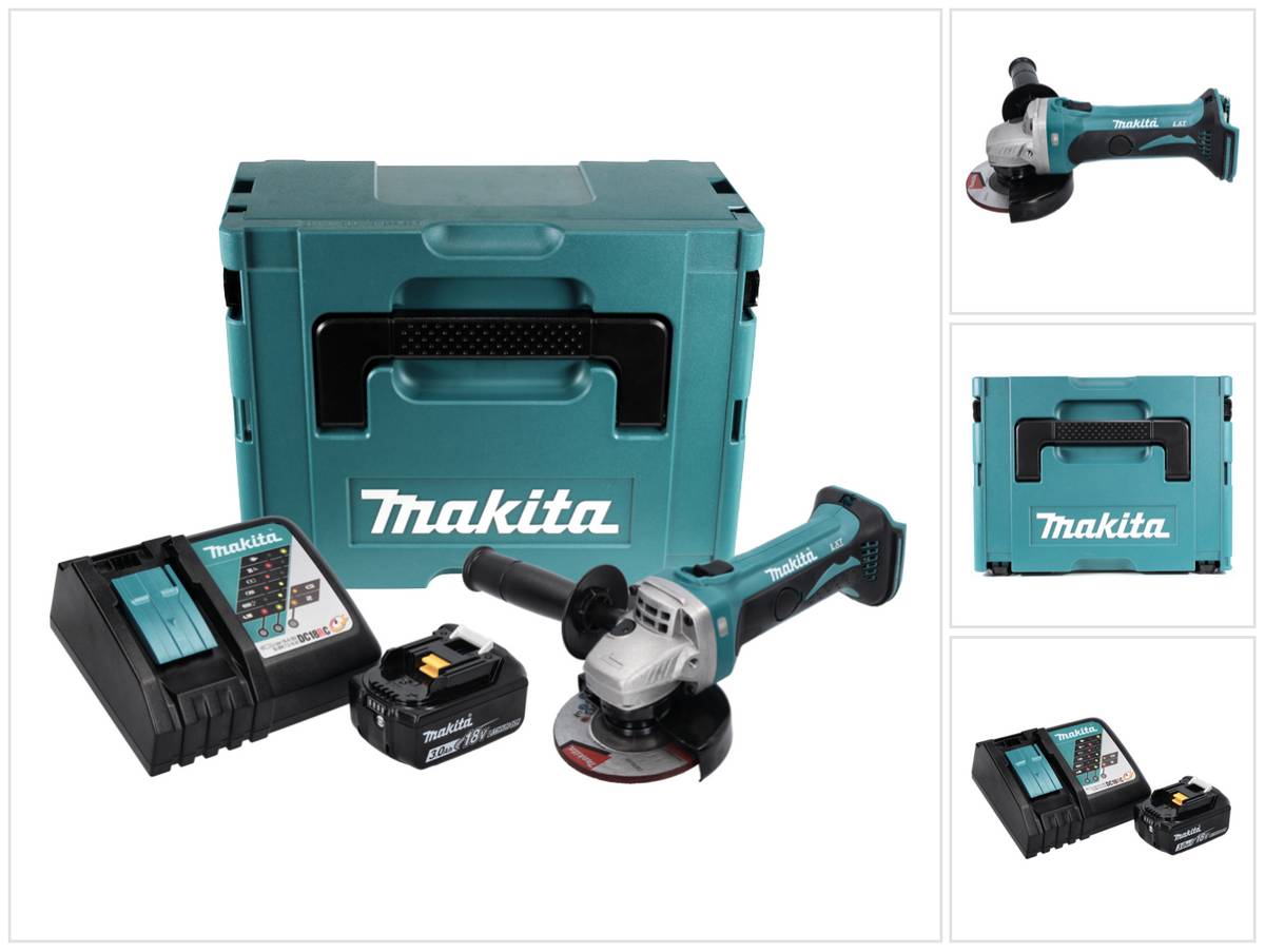 Makita DGA 452 RF1J Akku Winkelschleifer 18 V 115 mm + 1x Akku 3,0 Ah + Ladegerät + Makpac