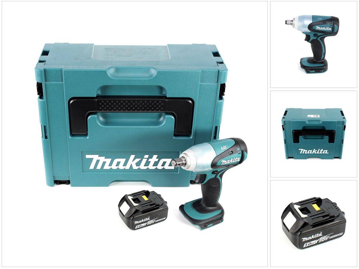 Makita DTW 251 T1J Akku Schlagschrauber 18 V 230 Nm 1/2" + 1x Akku 5,0 Ah + Makpac - ohne Ladegerät