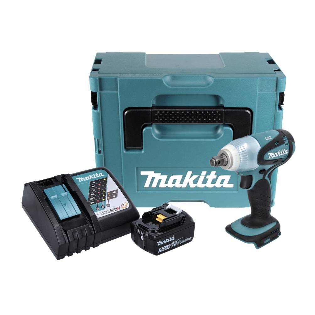 Makita DTW 251 RT1J Akku Schlagschrauber 18 V 230 Nm 1/2" + 1x Akku 5,0 Ah + Ladegerät + Makpac