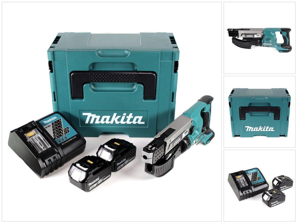 Makita DFR 550 RMJ Akku Magazinschrauber 18V 25-55mm + 2x Akku 4,0Ah + Ladegerät + Makpac