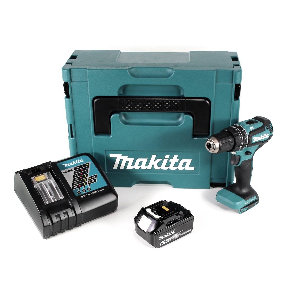 Makita DHP 485 RG1J Akku Schlagbohrschrauber 18 V 50 Nm + 1x Akku 6,0 Ah + Schnellladegerät + Makpac
