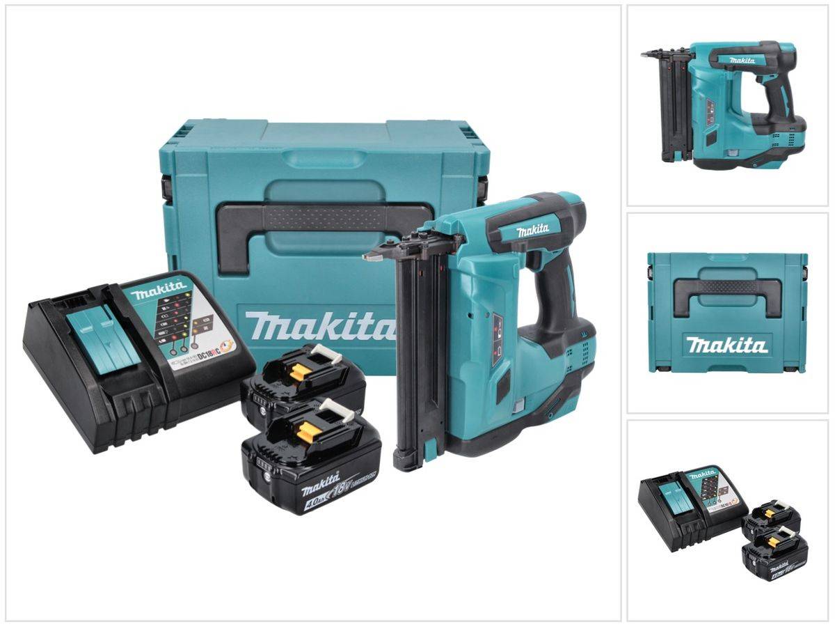 Makita DBN 500 RMJ Akku Stauchkopfnagler 18 V 15-50 mm + 2x Akku 4,0 Ah + Ladegerät + Makpac
