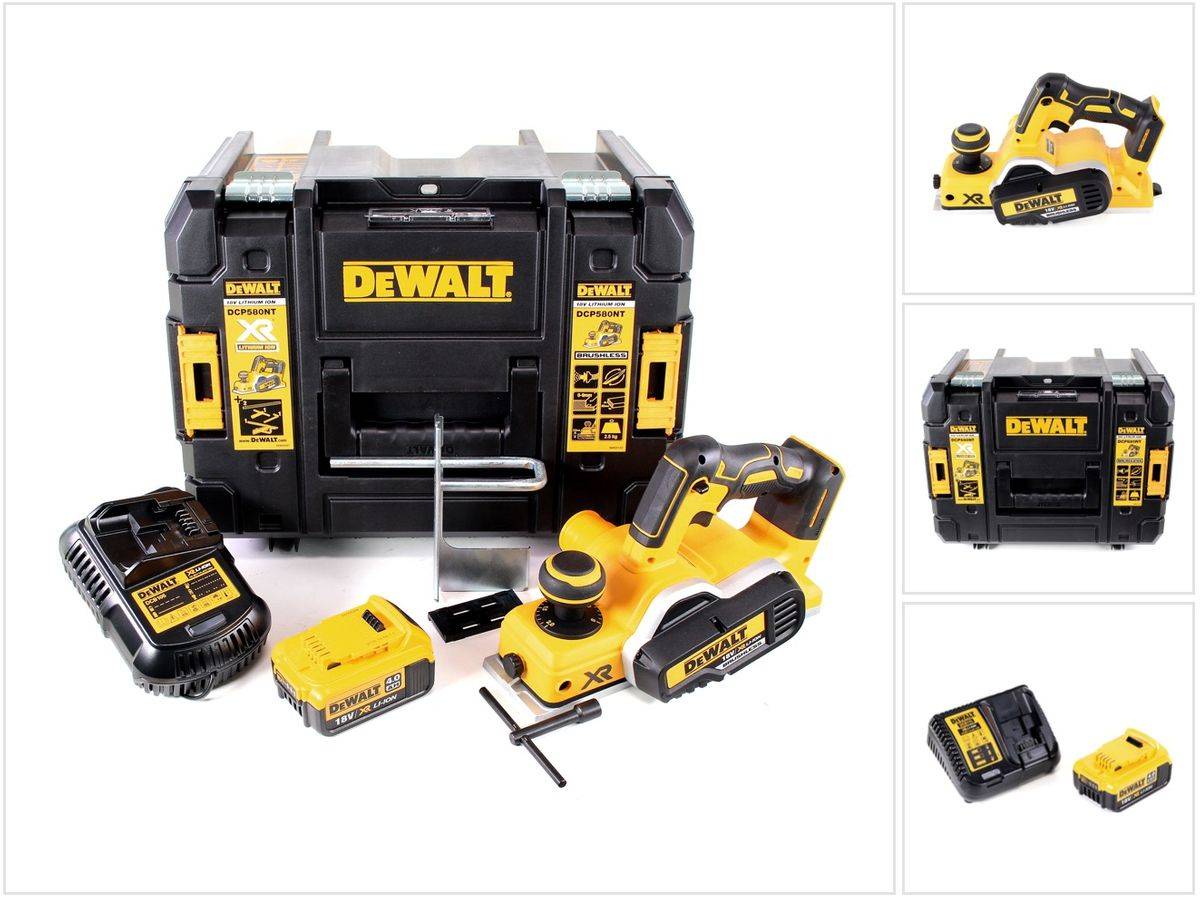 DeWalt DCP 580 M1 Akku Hobel 18V 82mm + 1x Akku 4,0Ah + Ladegerät + TSTAK