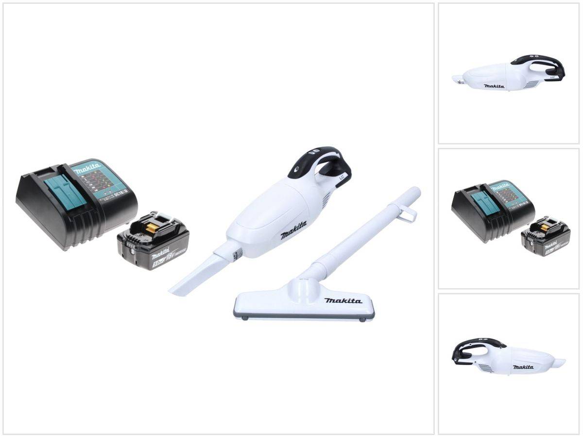 Makita DCL 181 FRT1 W Akku Staubsauger 18 V Weiß + 1x Akku 5,0 Ah + Ladegerät