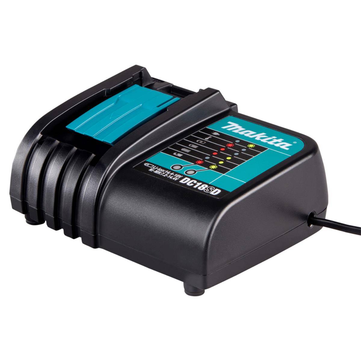 Makita Ladegerät DC18SD, Li-Ionen, 14,4–18 V Li-Ionen • 14,4 V / 18 V • DC18SD